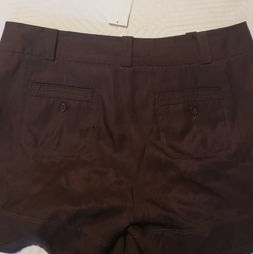 Chocolate brown silk shorts